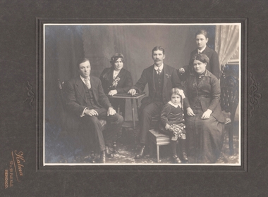 Photograph - Jim and Ruby Glen and their four children. Posed studio B&W photograph, McKenzie Family Collection, August 2024