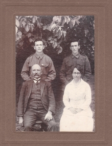 Photograph - Family B&W photograph of two soldiers and their parents, August 2024