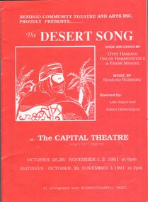 Programme - Programme ""The Desert Song" by Bendigo Community Theatre and Arts Inc