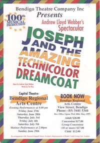 Programme - Programme "Joseph and the Amazing Technicolor Dreamcoat" by Bendigo Theatre Company Inc