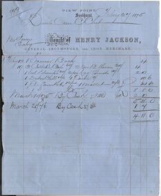 Financial record - Cricket Club Documents - DOCC Receipts 1875