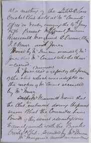 Financial record - Devils Own Cricket Club  Receipt book (Feb 1875 - Dec 1877)