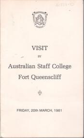 Programme - Australian Defence Industries (ADI) - Program for visit by Australian Staff College Fort Queenscliff, Friday 20th March 1981