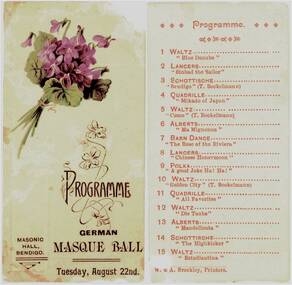 Programme - Programme for German Masque Ball, 1905