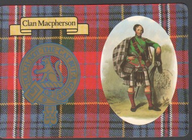 Postcard - Clan Macpherson postcard with Clan motto "Touch not the cat but a glove"