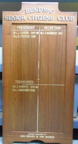 Honour Board - Bendigo Senior Citizens Roll of Honour 1993 - 1998