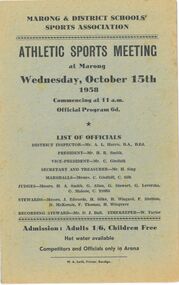 Programme - Athletic Sports Meeting