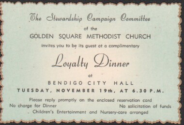 Ephemera - Gertrude Perry Collection - The Stewardship Campaign Committee invitation