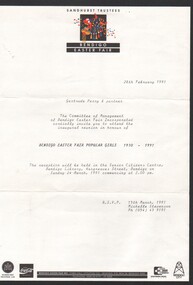 Letter - Gertrude Perry Collection - Bendigo Easter Fair Society letter