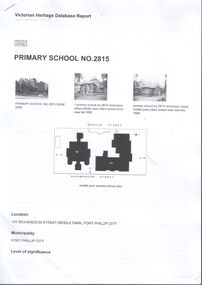 Article - Victorian Heritage Database Report for Primary School No. 2815