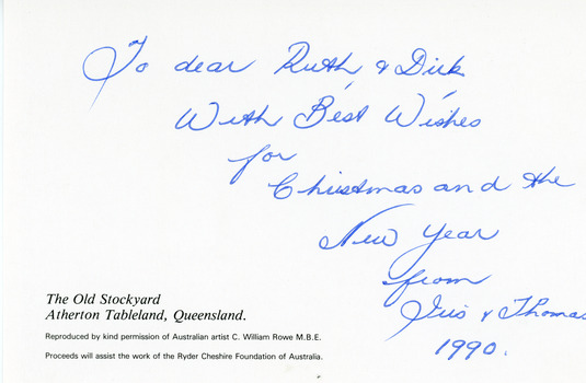 Photo of back of card