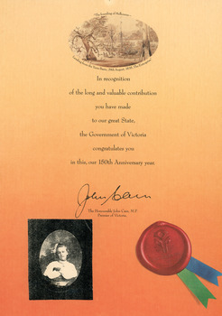 Victorian State Government Certificate 1985