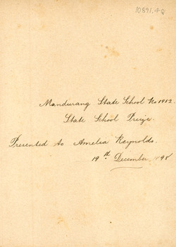 Letter attached to Mandurang State School Prize