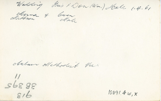 Photo of Rear of Marriage Photo of Iris Greenaway and William (Don) Male