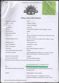 Newspaper - Gemma Starr collection - Bendigo East Primary School - copies of the service records of 29 past students/men who had attended the school and served during World War 1