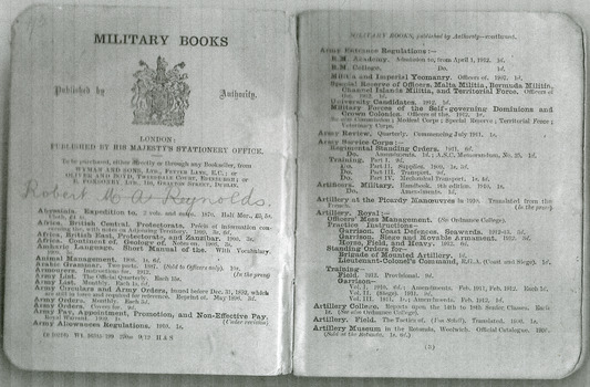 Military Entrance Regulation Authority Book issued to Robert Reynolds