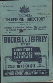 Booklet - Victoria Telephone Directory for Bendigo, Castlemaine, Echuca, Maryborough, St. Arnaud, Sea Lake, Swan Hill Districts