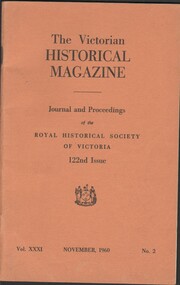 Booklet - The Victorian Historical magazine. Issue 122, Michele Matthews collection