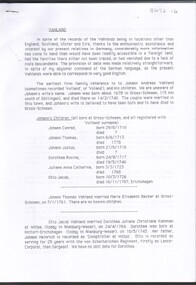 Booklet - Twenty-five page typed history of the Vahland family, Michele Matthews collection