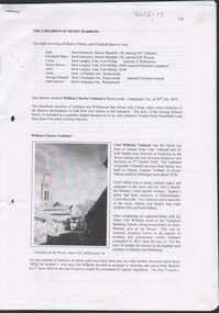 Booklet - Michele Matthews collection - The Children of Henry Barrow and the connection with William Vahland (architect of many Bendigo's buildings), 04/02/2025