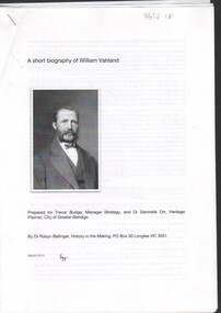 Booklet - Michele Matthews collection - A Short History of William Vahland, 04/02/2025