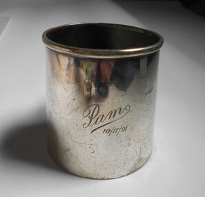 Domestic object - Tui Mitchell Collection: Silver plated cup and serviette ring