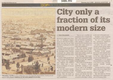 Newspaper - Article on Bendigo in the 1870s, Sat July 17 2021