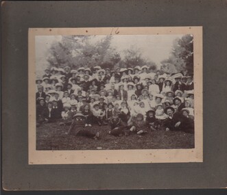 Photograph - B&W photograph of large community group, mixed age group, circa 1890s, 4/5/2021