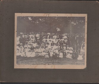 Photograph - B&W photograph of large community group, mixed age group, circa 1890s, 4/5/2021