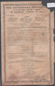 Pamphlet - Agenda for The Govenor's reception by the loyal citizens of the Town of Sandhurst on Thursday 10th October 1861, 25/02/2025