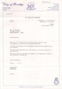 Document - Sir John Quick Committee, Michele Matthews Collection, 04/02/2025