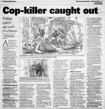 Bendigo Advertiser Page 3 article "Cop-killer caught out" the story of Gypsy Smith Bushranger