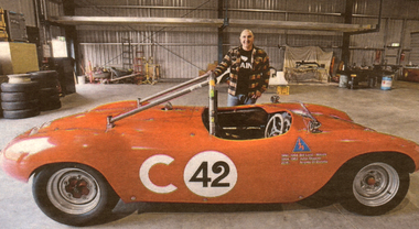 The restored 1960 car with Angelo, colour photo