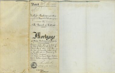 Legal record - Hartnell Legal Documents: Hocking Mortgage of Mining Machinery and property 1865