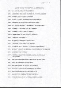 Document - Key Events in the History of Federation, Michele Matthews Collection, 1992