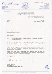 Document - Quarry Hill Golf Club, Michele Matthews Collection, 1992