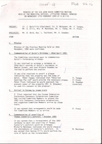 Document - Sir John Quick Committee Minutes, Michele Matthews Collection, 1992