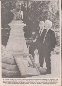Document - Newspaper article re  Sir John Quick, Michele Matthews Collection, 1993