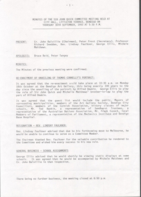Document - Sir John Quick Committee Minutes, Michele Matthews Collection, 1992