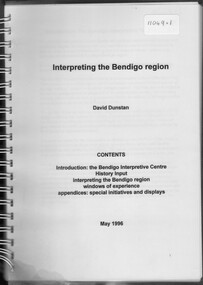 Booklet - David Dunstan - Interpreting the Bendigo Region