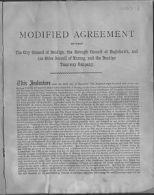 Document - Modified agreement between the City of Bendigo, the Borough of Eaglehawk, and the Shire Council of Marong, and the Bendigo Tramway Company - draft/unsigned but dated 1891