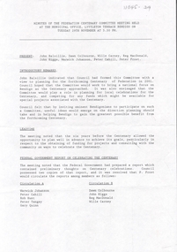 Document - Sir John Quick Committee Minutes, Michele Matthews Collection
