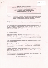 Document - Sir John Quick Committee Minutes, Michele Matthews Collection