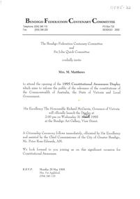 Document - Sir John Quick Committee Invitation, Michele Matthews Collection