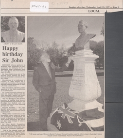 Newspaper - Sir John Quick Birthday, Michele Matthews Collection