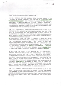 Document - Centenary of ANA Annual Conference 1898, Michele Matthews Collection, 1998