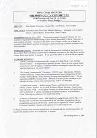 Document - Sir John Quick Committee Minutes, Michele Matthews Collection