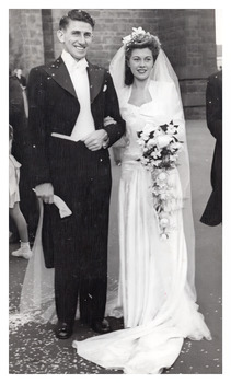 Photo Des and June Lloyd (nee Reynolds) St Patricks Cathedral Melbourne 15/2/1947