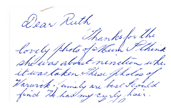 Thank you card from June to Ruth Greenway