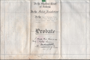 Legal record - FRASER Alexander - Probate and Business registration, Watson, James & Rogers, Rogers Collection, 06.09.1915